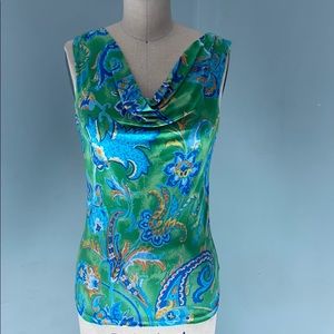 Ralph Lauren Green print cowl neck top